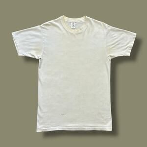 Vintage Plain White Tee Thrashed Distressed 90s Single Stitch Medium White